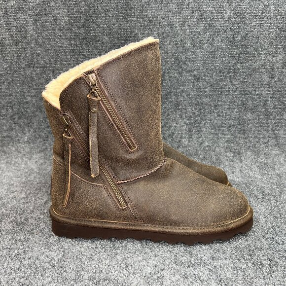 BearPaw Mimi Winter Boots Womens Size 10 Brown Suede Leather Wool Lined Snow Zip - Picture 1 of 16
